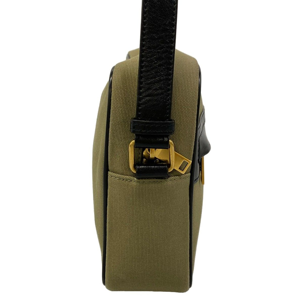 Saint Laurent Paris Shoulder Bag Camp Khaki Black Leather — view 2
