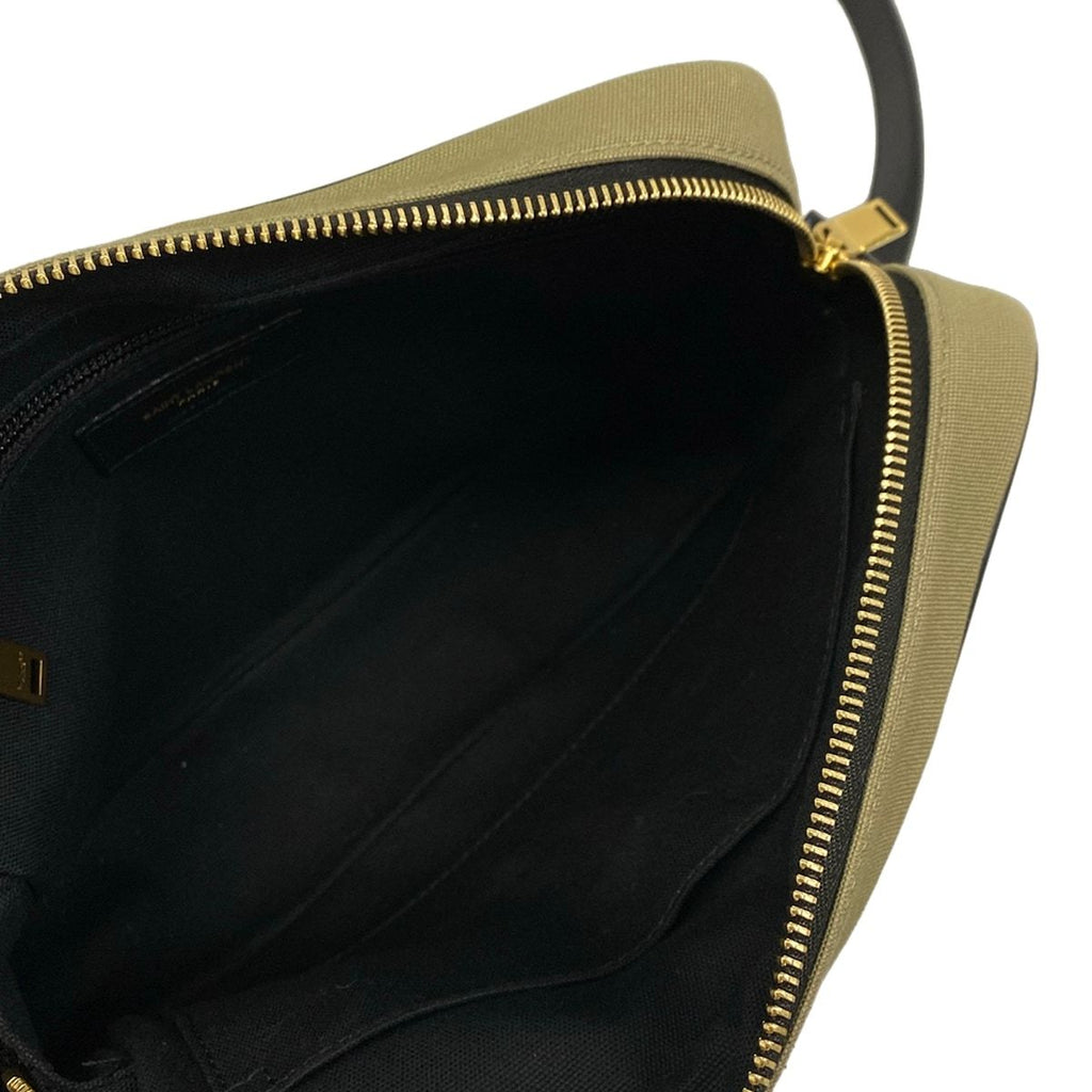 Saint Laurent Paris Shoulder Bag Camp Khaki Black Leather — view 7
