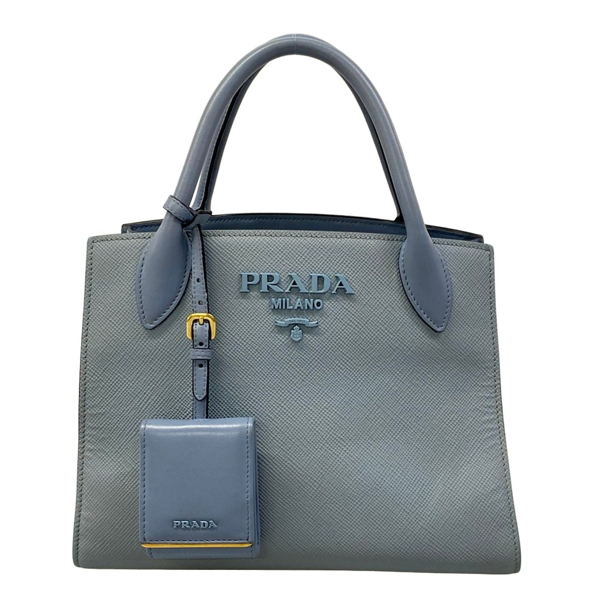 Prada Tote Bag Light Blue Leather