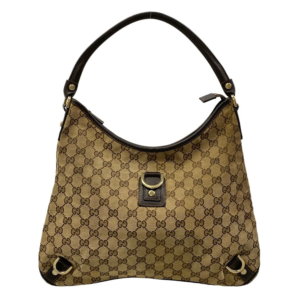 Gucci Shoulder Bag Abbey Beige Dark Brown Leather