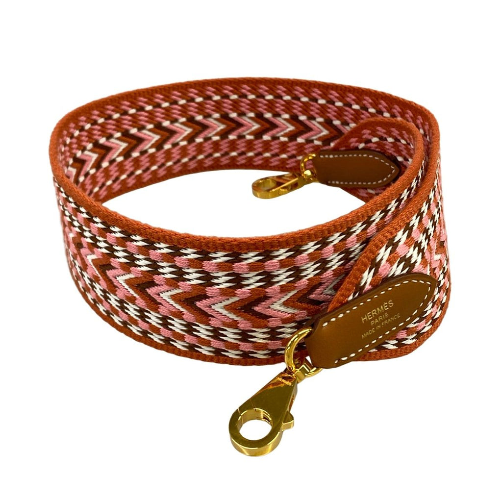 Hermes Shoulder Strap Bandouliere Sangre Allegro 50 Rose Confetti Gold Blanc