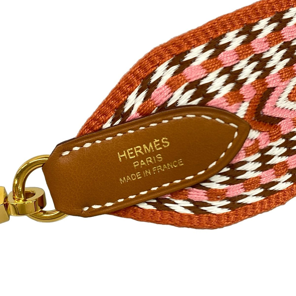 Hermes Shoulder Strap Bandouliere Sangre Allegro 50 Rose Confetti Gold Blanc — view 3