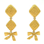 Chanel Earrings Gold Ribbon
