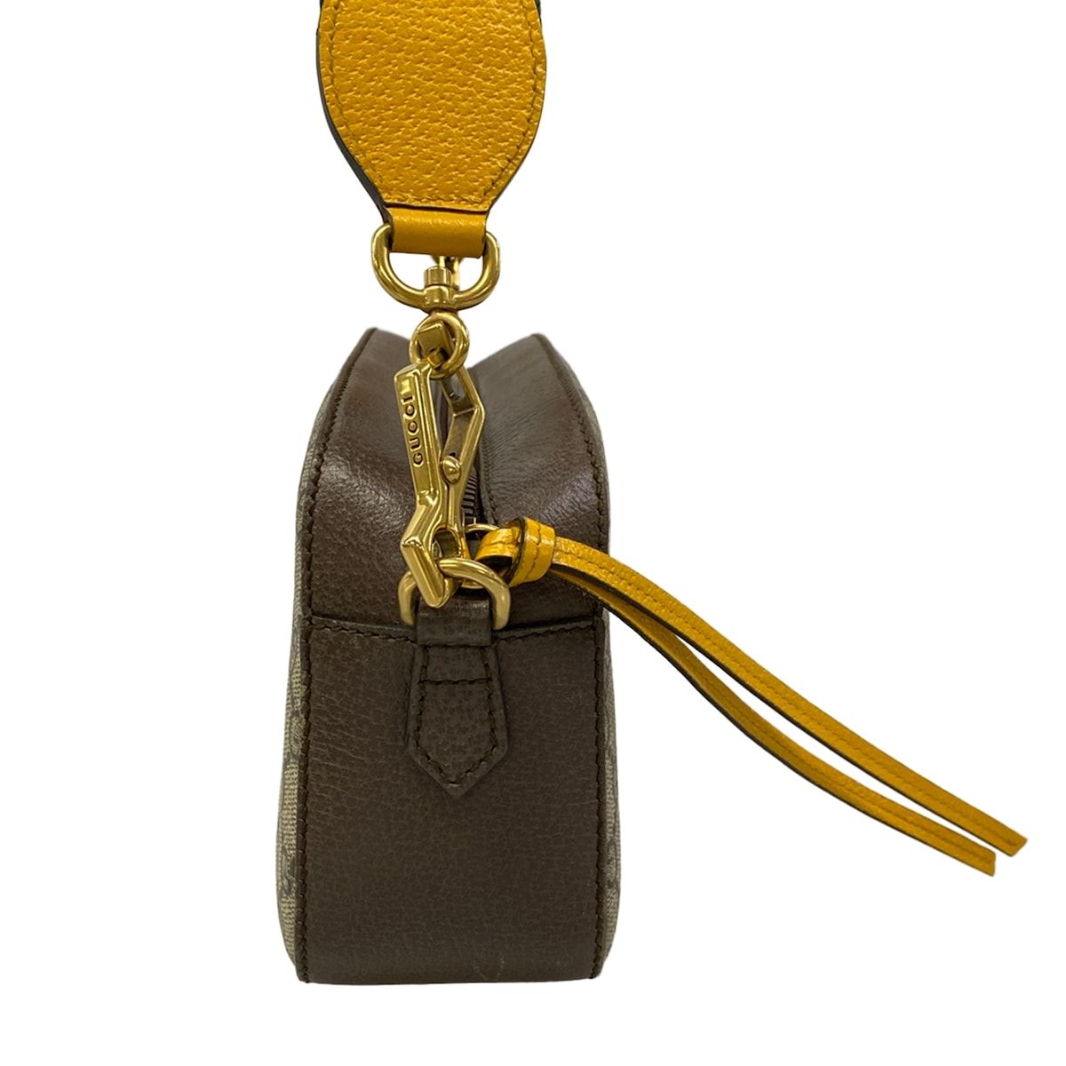 Gucci Shoulder Bag Ophidia Small Beige Dark Brown Leather — view 2
