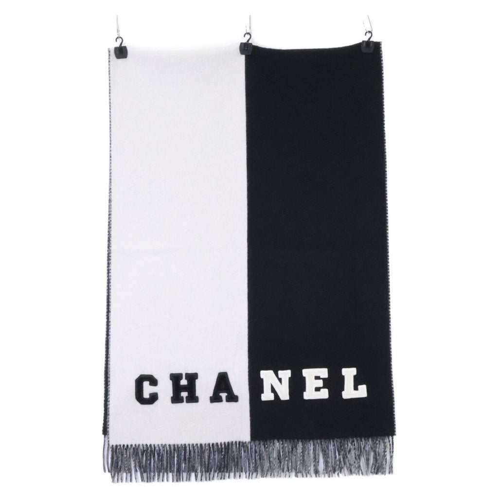 Chanel CC Logo Bicolor Cashmere Fringe Scarf