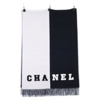 Chanel CC Logo Bicolor Cashmere Fringe Scarf