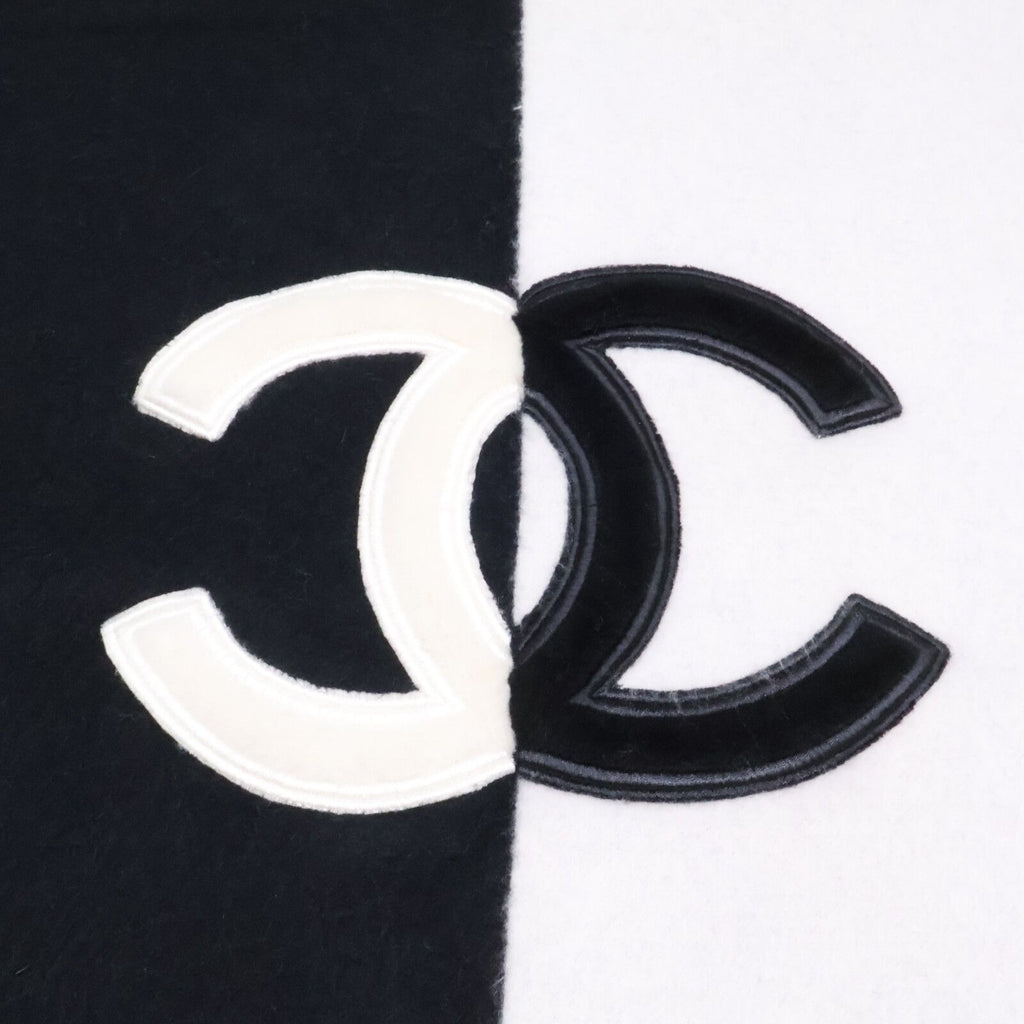 Chanel CC Logo Bicolor Cashmere Fringe Scarf — view 5
