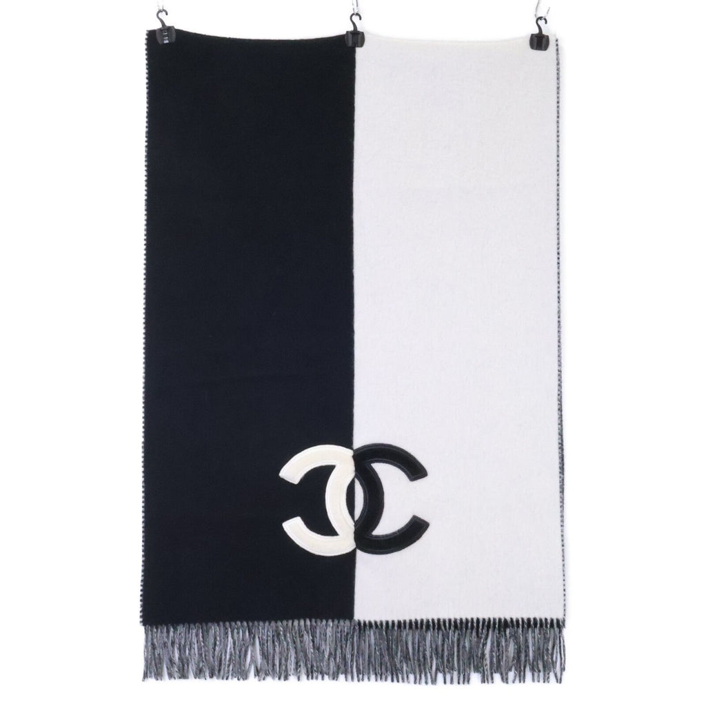 Chanel CC Logo Bicolor Cashmere Fringe Scarf — view 2
