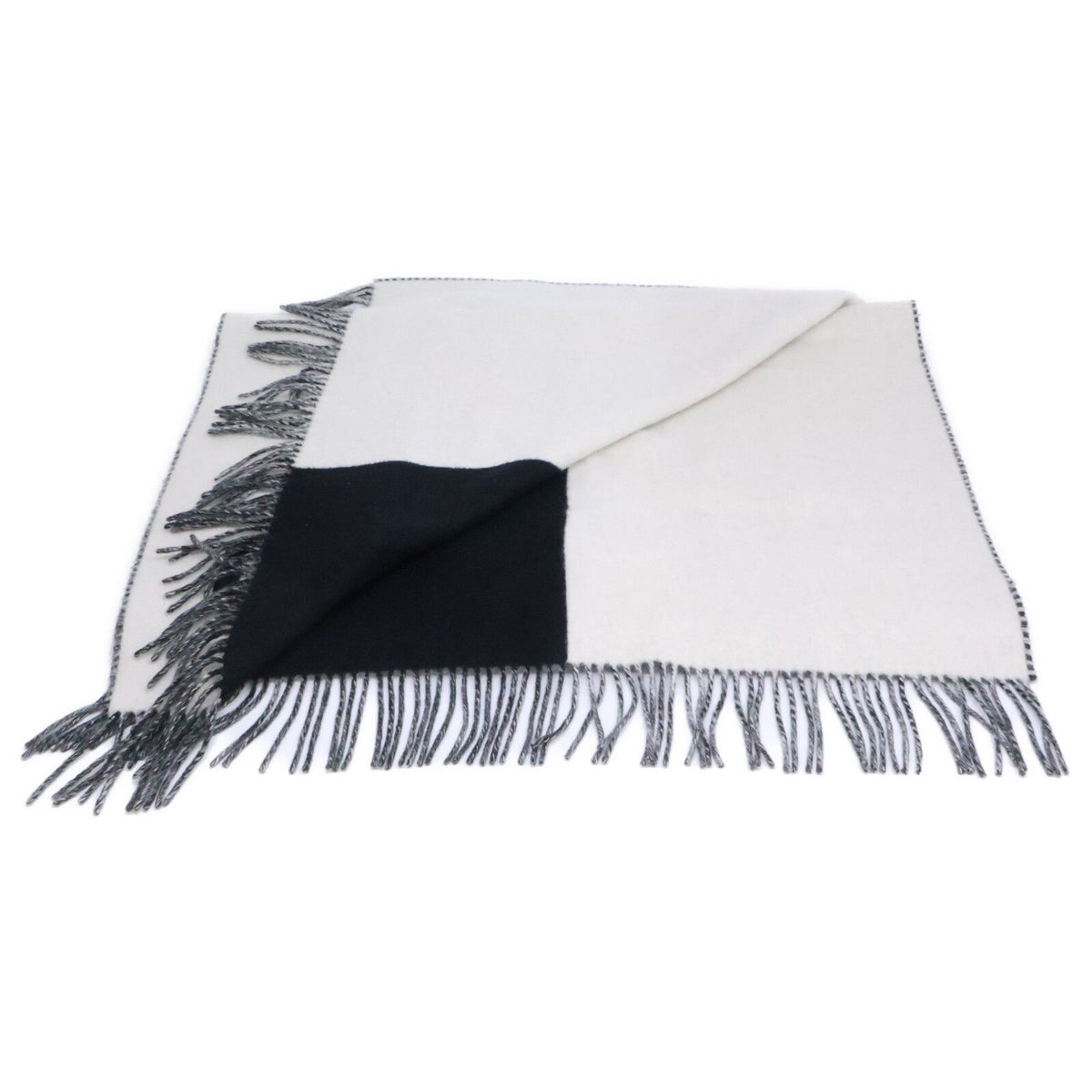 Chanel CC Logo Bicolor Cashmere Fringe Scarf — view 3