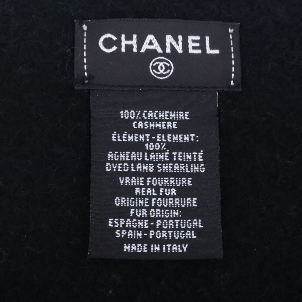 Chanel CC Logo Bicolor Cashmere Fringe Scarf — view 4