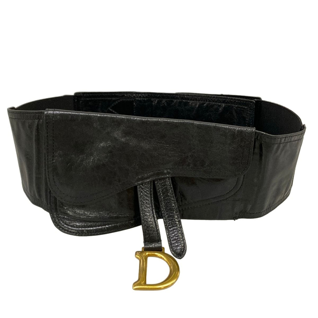 Dior Belt Saddle Black Gold Leather