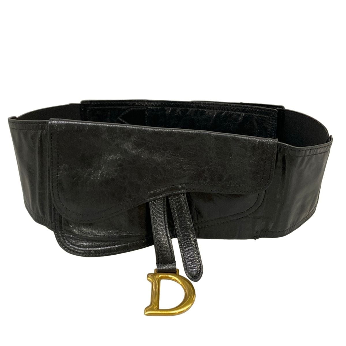 Dior Belt Saddle Black Gold Leather