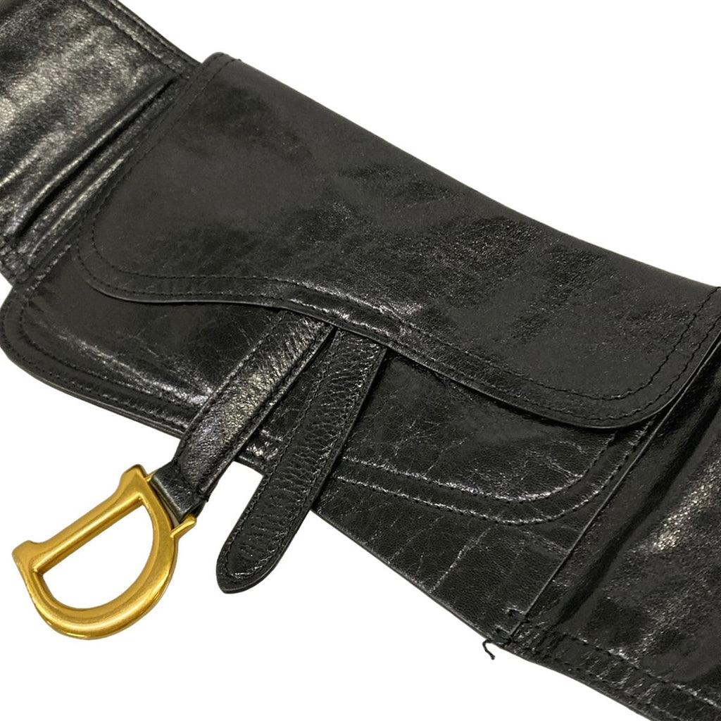 Dior Belt Saddle Black Gold Leather — view 7