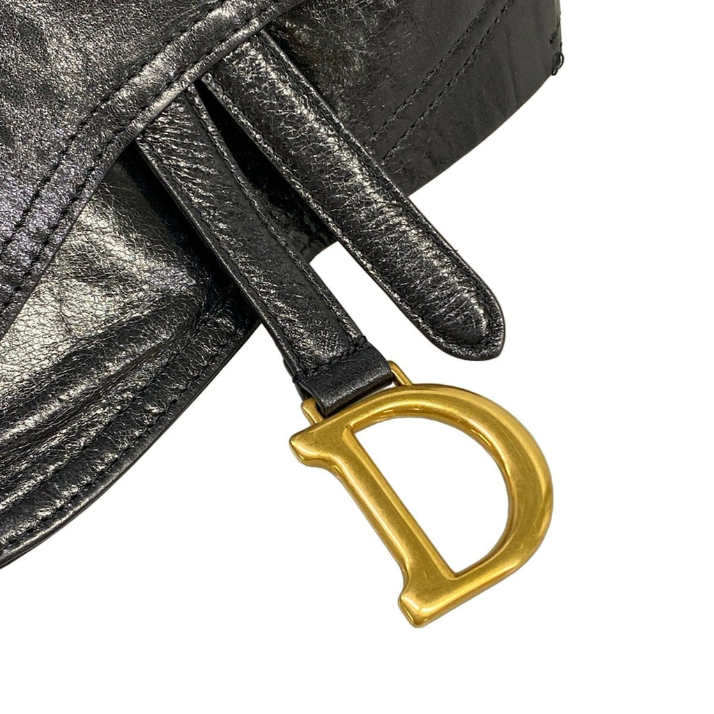 Dior Belt Saddle Black Gold Leather — view 3
