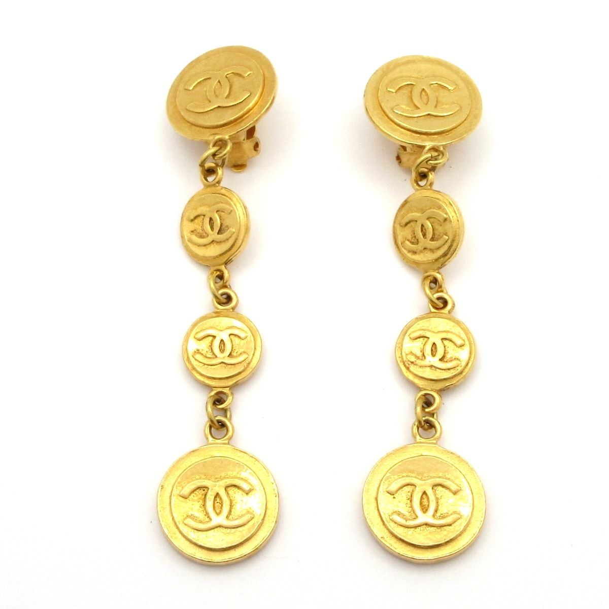 Chanel Earrings CC Logo Gold