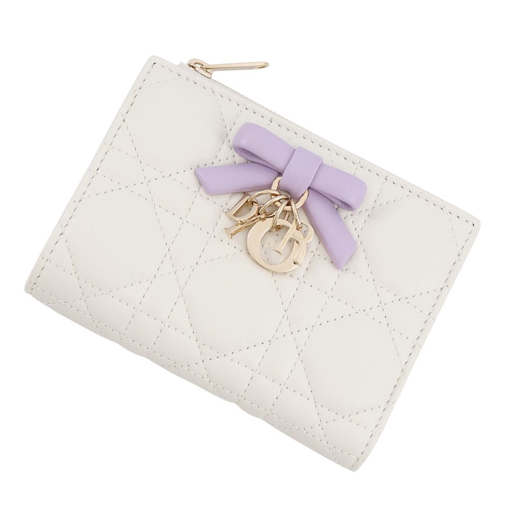 Dior Bifold Wallet Lady Dior Dahlia Cannage Lambskin White