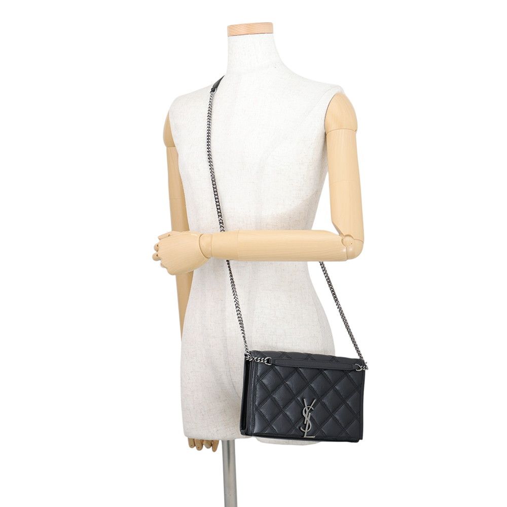 Saint Laurent Paris Chain Wallet Becky on Leather Black Shoulder Bag — view 5