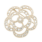 Chanel Brooch CC Logo Camellia Rhinestone Faux Pearl