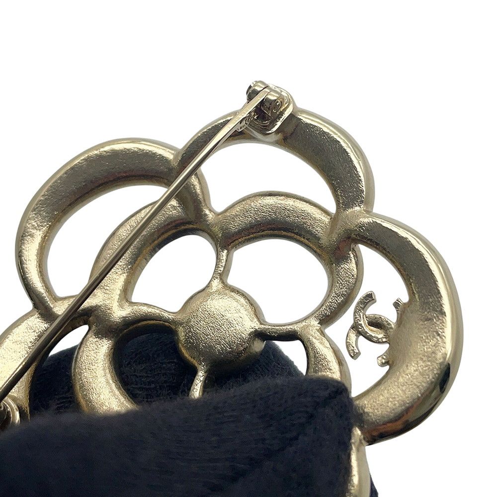 Chanel Brooch CC Logo Camellia Rhinestone Faux Pearl — view 6