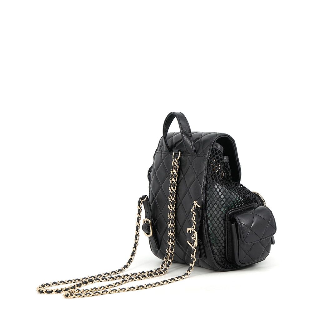 Chanel Backpack Quilted CC Logo Shiny Lambskin Mesh Black — view 2
