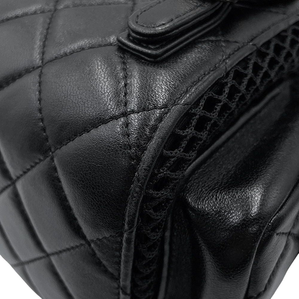 Chanel Backpack Quilted CC Logo Shiny Lambskin Mesh Black — view 6