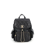 Chanel Backpack Quilted CC Logo Shiny Lambskin Mesh Black