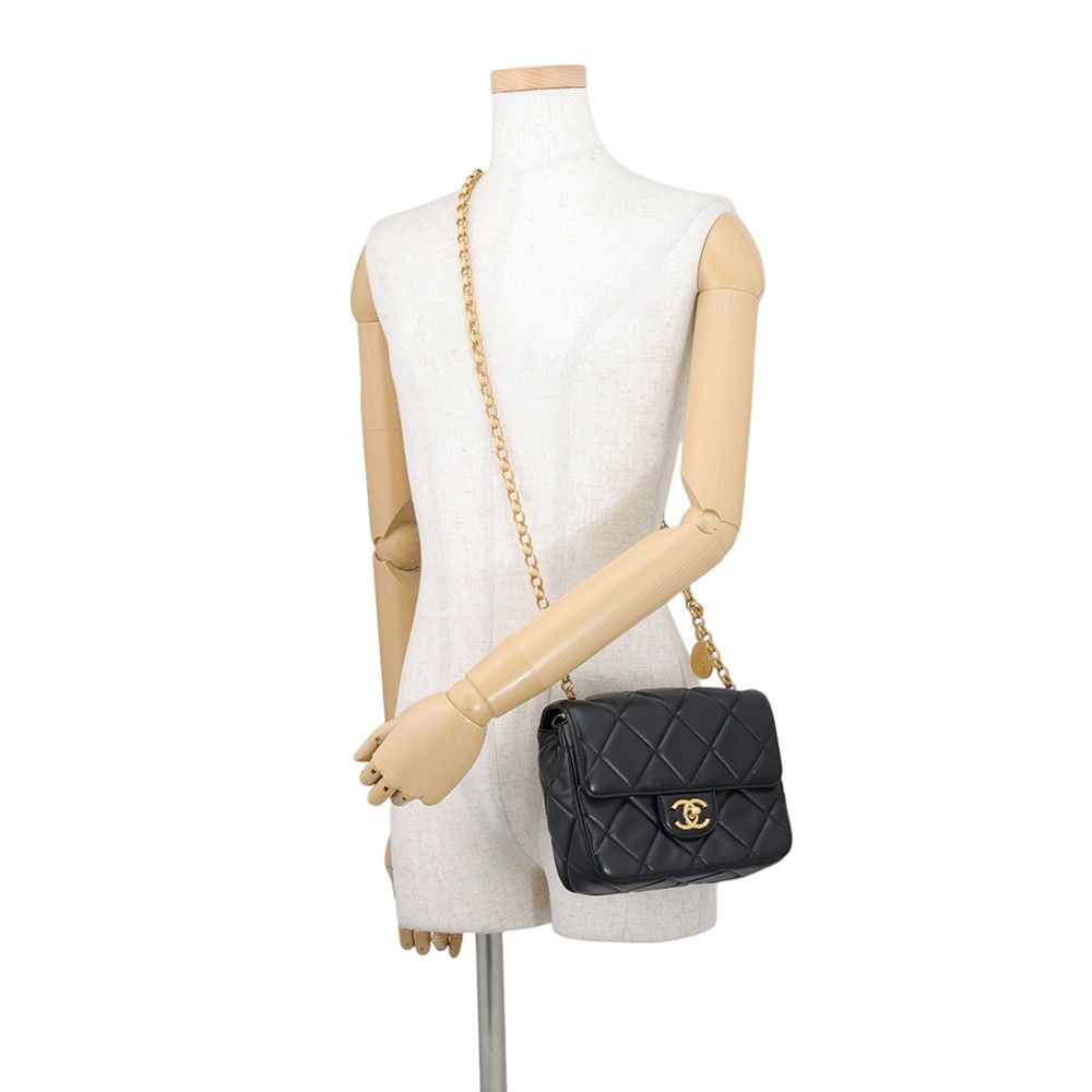 Chanel Chain Shoulder Bag Quilted CC Logo Small Lambskin — view 4