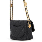 Chanel Chain Shoulder Bag Quilted CC Logo Coin Motif Caviar Leather Black — view 2