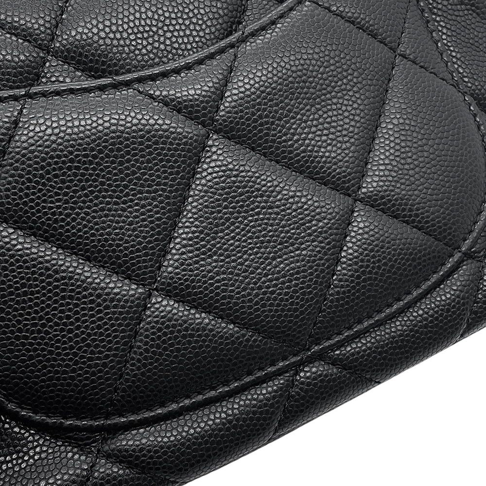 Chanel Chain Shoulder Bag Quilted CC Logo Coin Motif Caviar Leather Black — view 8