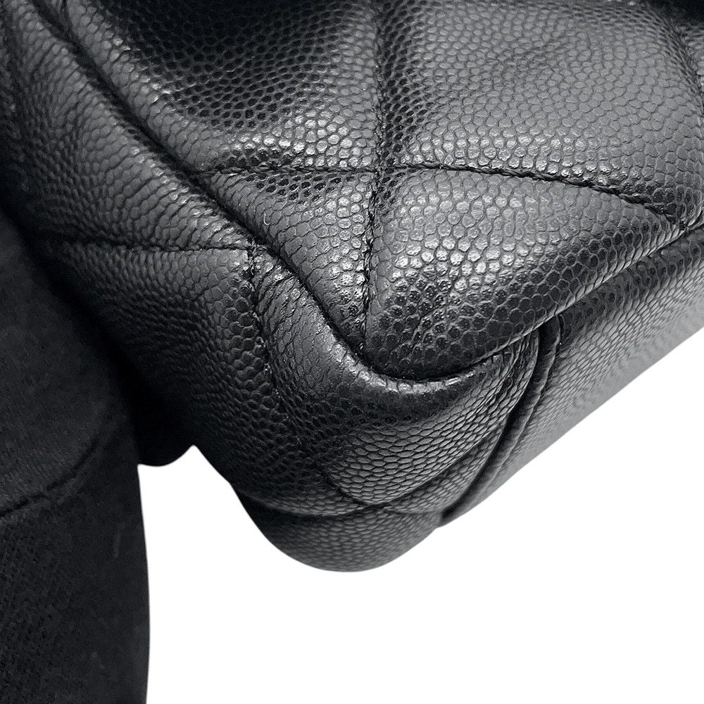 Chanel Chain Shoulder Bag Quilted CC Logo Coin Motif Caviar Leather Black — view 6