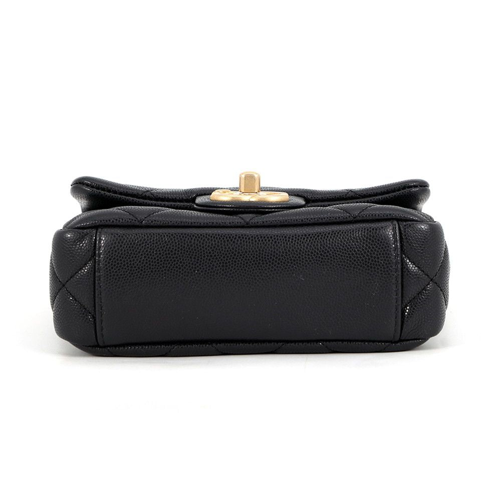 Chanel Chain Shoulder Bag Quilted CC Logo Coin Motif Caviar Leather Black — view 3