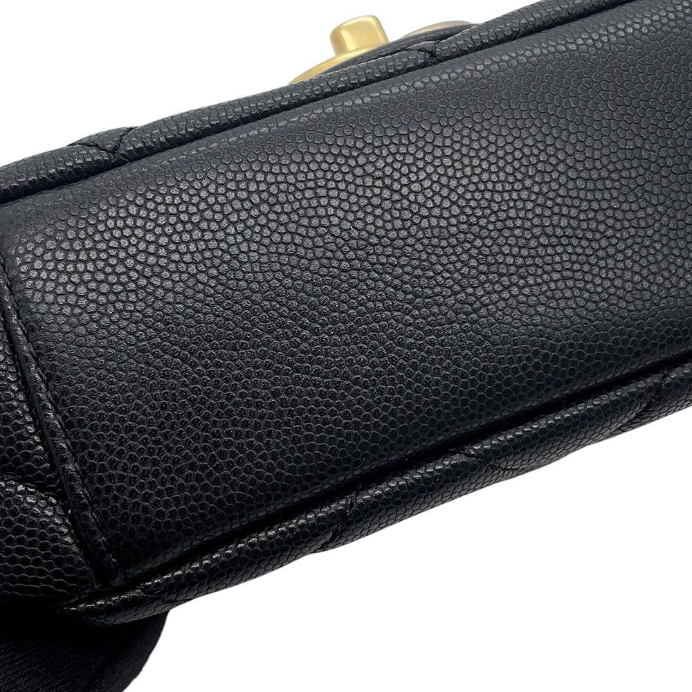 Chanel Chain Shoulder Bag Quilted CC Logo Coin Motif Caviar Leather Black — view 7