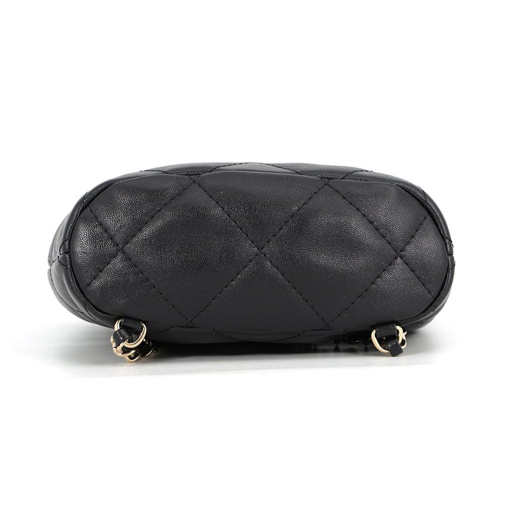 Chanel Backpack Quilted CC Logo Lambskin Black — view 3