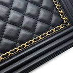 Chanel Chain Shoulder Bag Boy CC Logo Caviar Leather — view 8