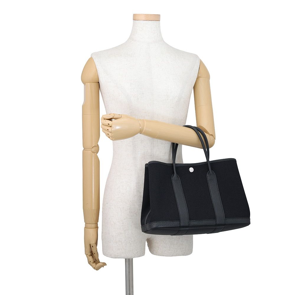 Hermes Tote Bag Garden Party TPM Black Silver Toile H Negonda — view 4