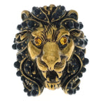 Gucci Lion Head Ring Stone Eye Gold