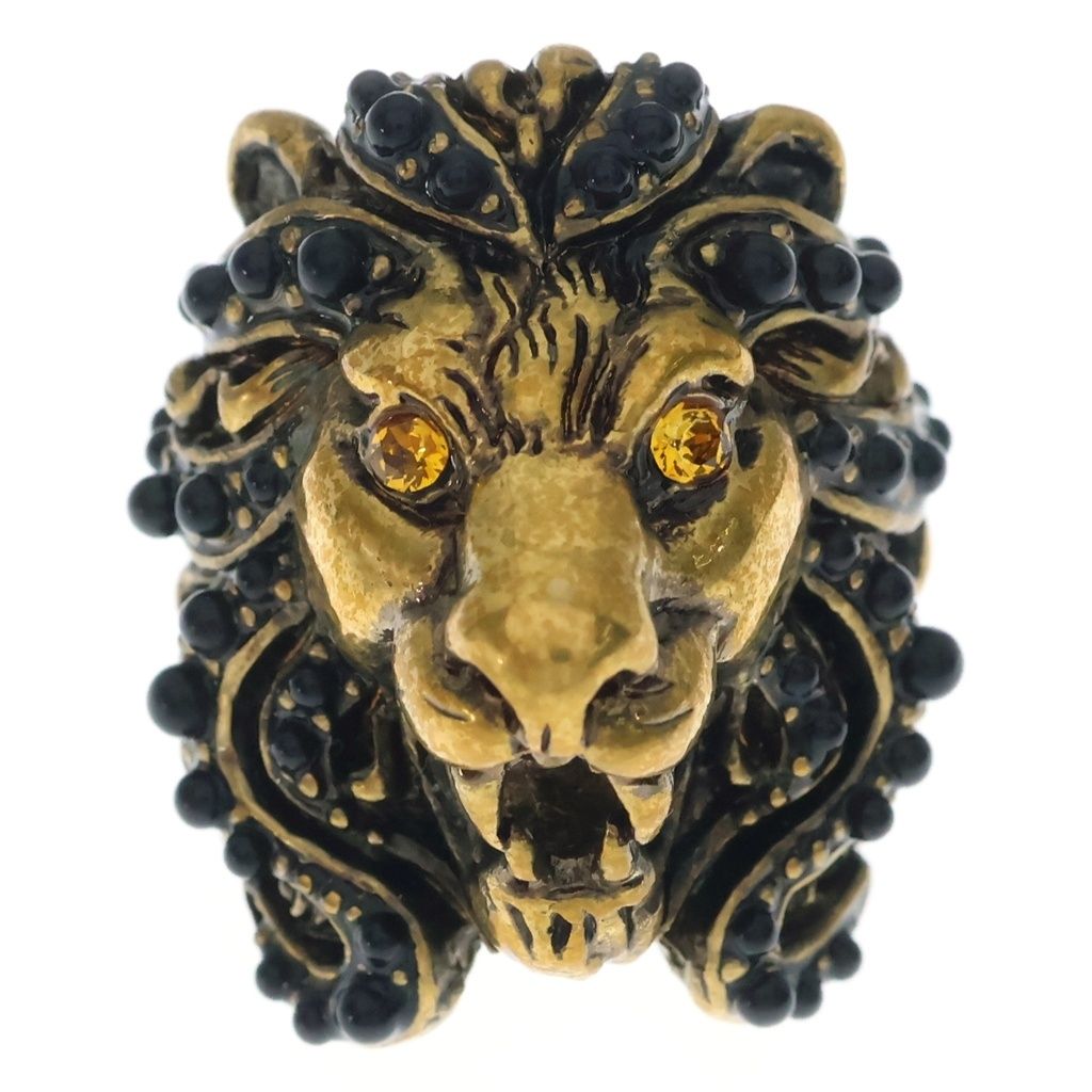 Gucci Lion Head Ring Stone Eye Gold