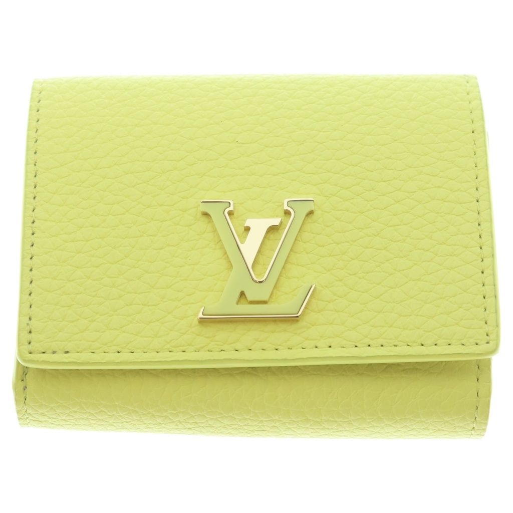 Louis Vuitton Portefeuille Capucines XS LV Logo Yellow Wallet