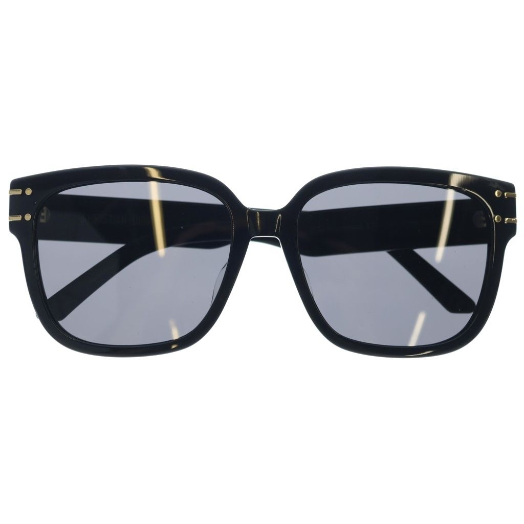 Dior Signature Logo Temple Sunglasses Black Gold Eyewear