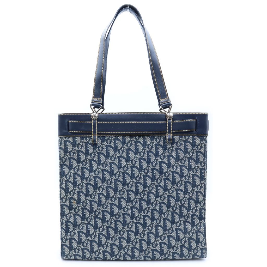 Dior Trotter Tote Bag Canvas Leather Navy — view 2