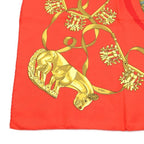 Hermes les Cavaliers Dor Yellow Knight of Gold 90 Silk Scarf Red — view 2