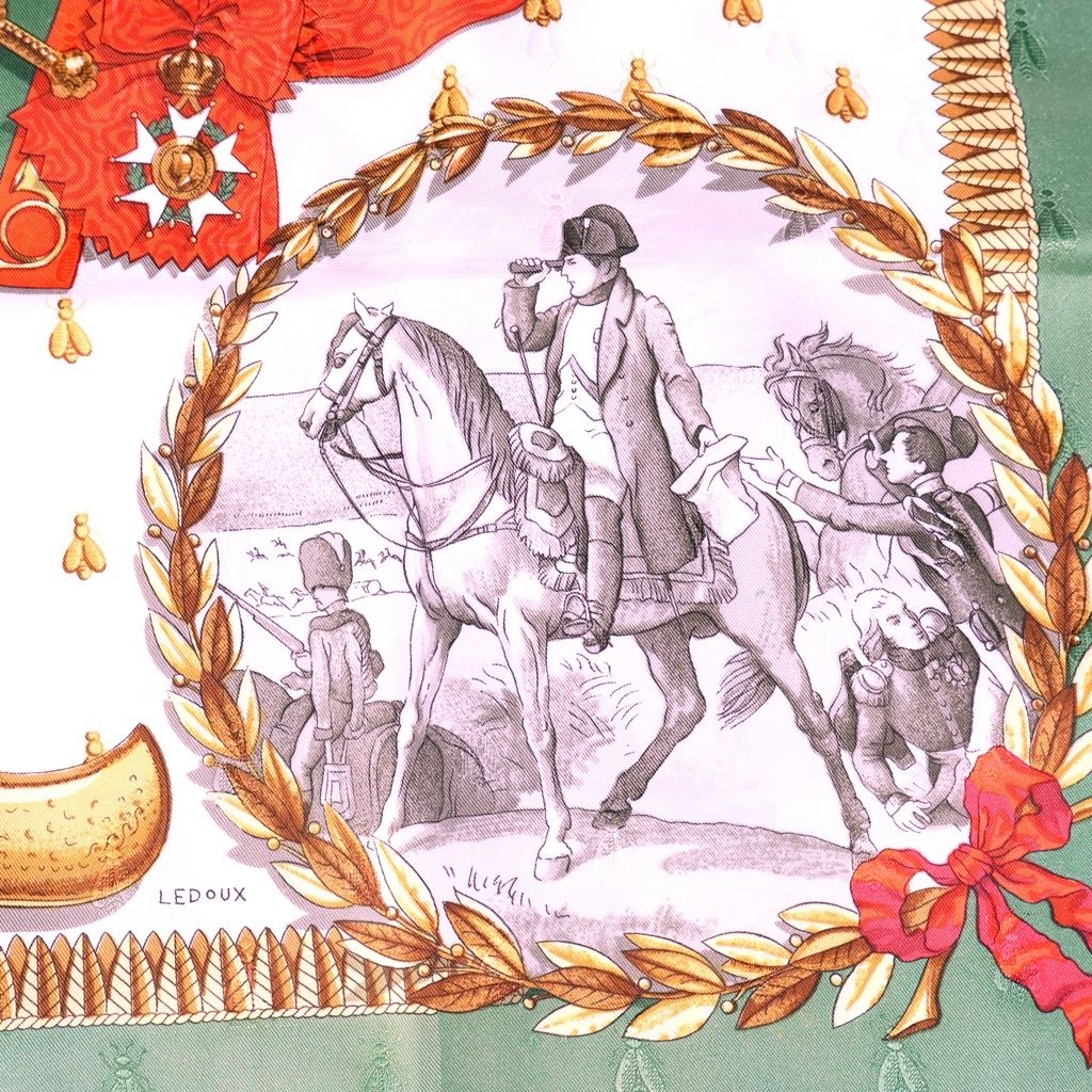Hermes Carre 90 Napoleon Silk Scarf Green — view 2