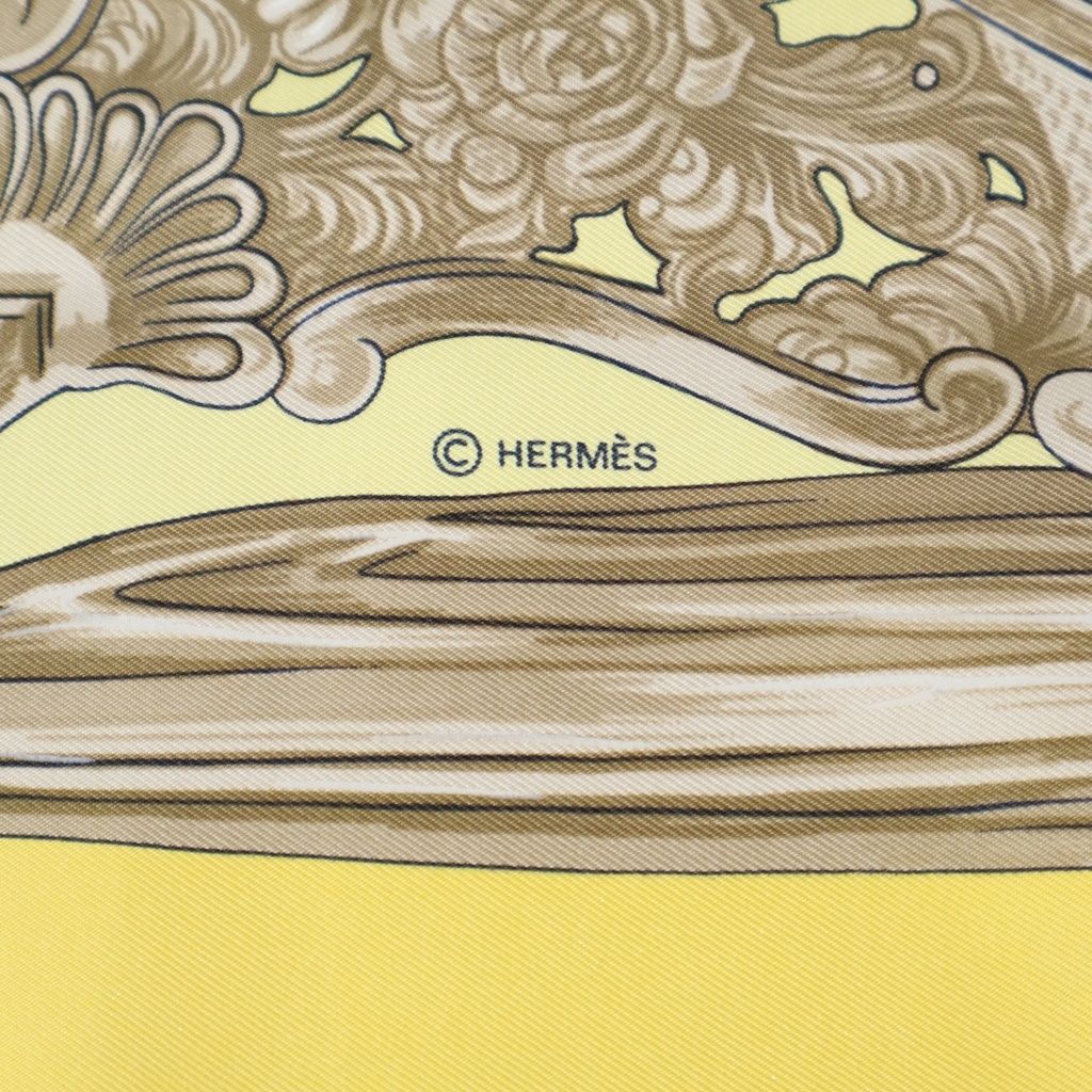 Hermes Harness Pattern Carre 90 Silk Scarf Yellow — view 6