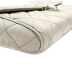 Prada Quilted Nylon Chain Shoulder Bag Back Beige Silver — view 6