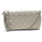 Prada Quilted Nylon Chain Shoulder Bag Back Beige Silver — view 2