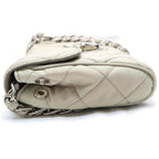 Prada Quilted Nylon Chain Shoulder Bag Back Beige Silver — view 3
