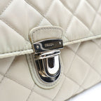 Prada Quilted Nylon Chain Shoulder Bag Back Beige Silver — view 8