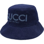 Gucci Leather Denim Bucket Hat Navy