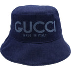 Gucci Leather Denim Bucket Hat Navy — view 4