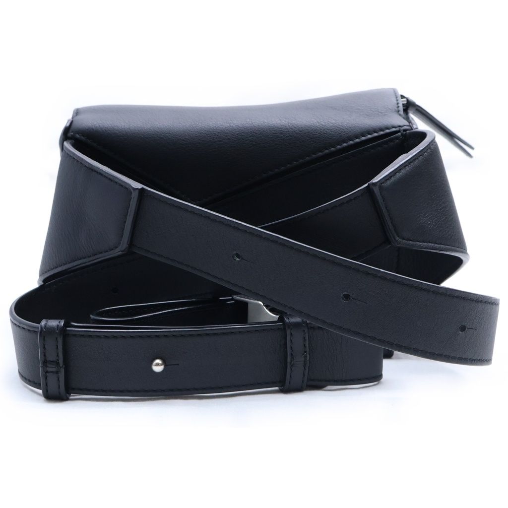 Loewe Puzzle Mini Bum Bag Black Leather Silver — view 2